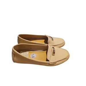 COACH FREDRICA cream PEBBLE LEATHER LOAFERS DRIVING MOCCASIN FLATS WOMENS sz 8.5
